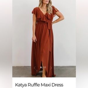 Katya Ruffle Maxi dress. Size L. Rust color.